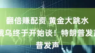 翻倍赚配资 黄金大跳水 俄乌终于开始谈！特朗普发声
